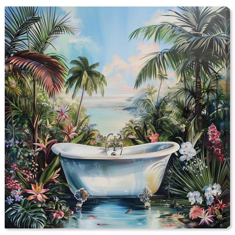 Art Remedy Paradise Bathtub Tropical Bathroom Wall Art by Art Remedy