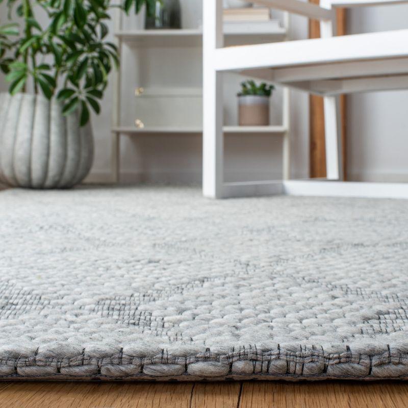 Gray Geometric Flat Woven Wool and Synthetic Square Rug