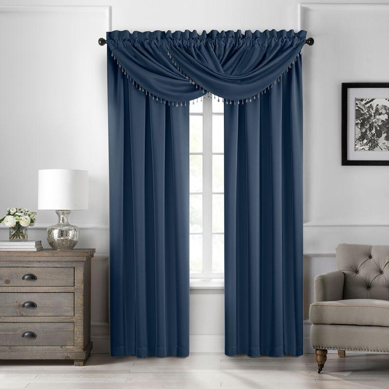 Navy Extra Wide Blackout Polyester Window Curtain Panel