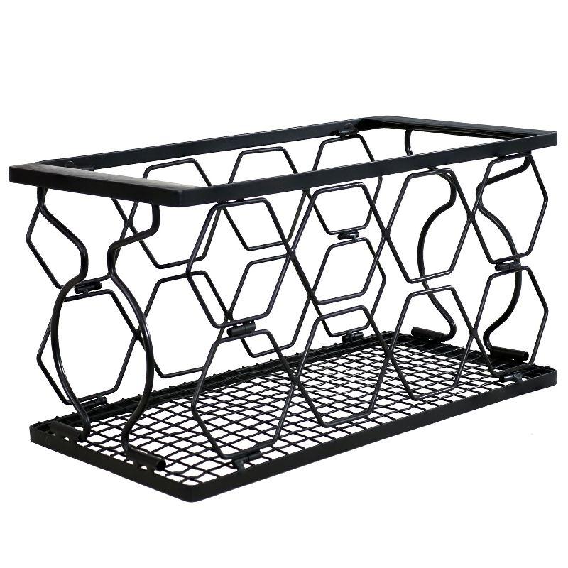 Sunnydaze Indoor Metal Collapsible Tabletop Wine Rack for the Kitchen or Bar - Black