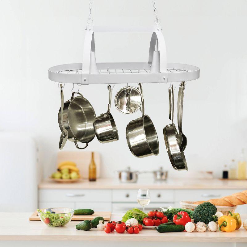 Elegant Designs 2-Light Kitchen Pot Rack with Downlights White