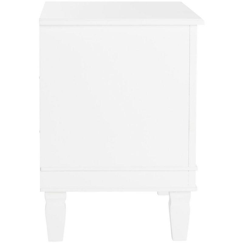 Transitional Kira 3-Drawer White Wood Nightstand with Silver Pulls