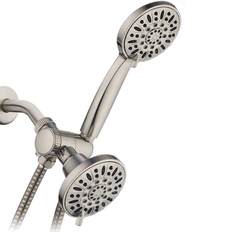 Brushed Nickel Dual Shower Head with 48 Settings