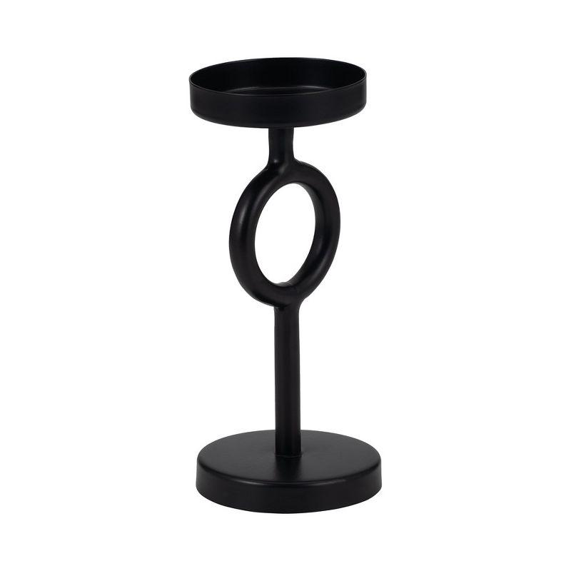 Sagebrook Home 8" Metal Candle Holder - Contemporary Black Iron Narrow Round Candle Holder for Home, Office, Event Decor - Centerpiece Candle Decor