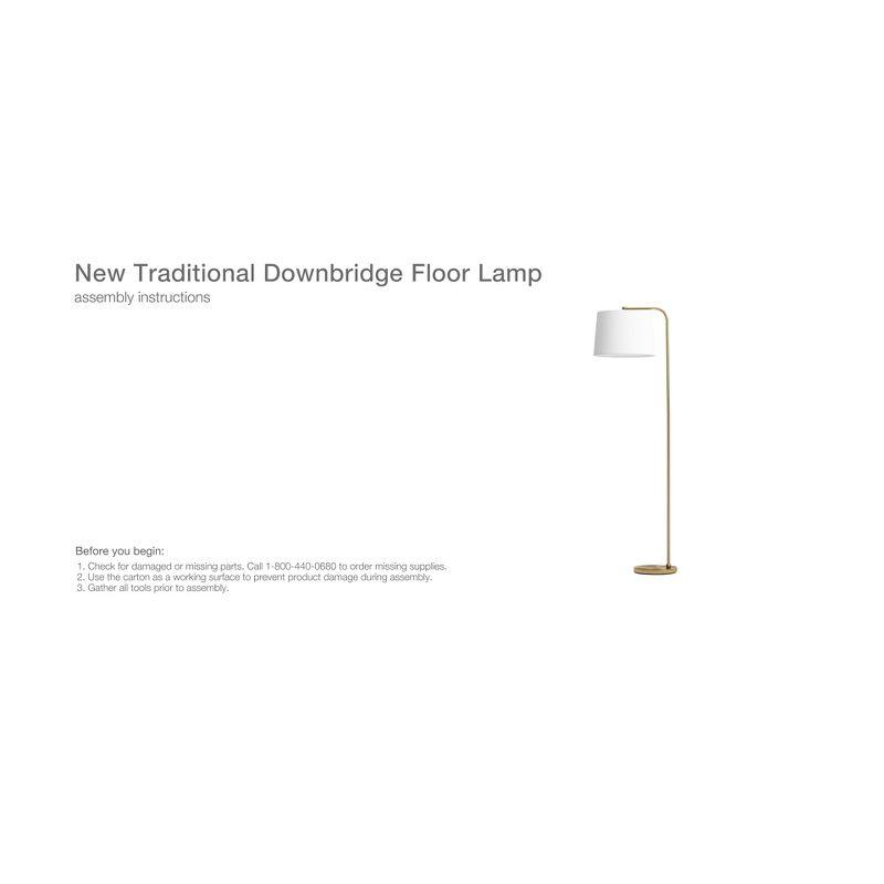62"x14" New Traditional Downbridge Floor Lamp Brass - Threshold™: ETL Listed, Linen Shade, Metal Body