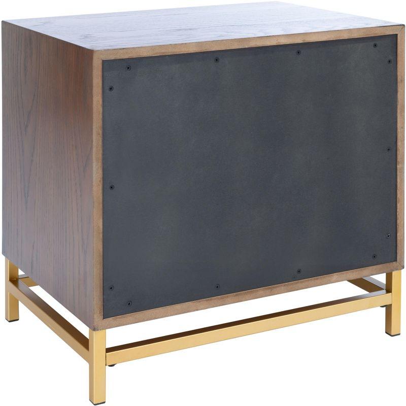 Fenno 2 Drawer Nightstand - Walnut/Brass - Safavieh.
