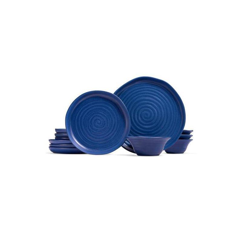 Navy Blue Ceramic Dinnerware Set, 12 Piece, Service for 4