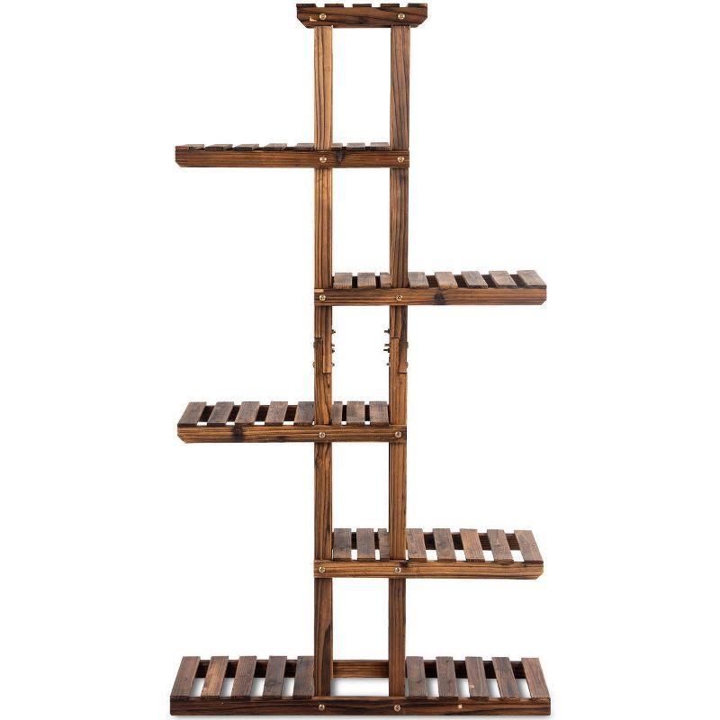 Costway 6 Tier 11 Pots Wooden Plant Flower Display Stand Wood Shelf Storage Rack Garden