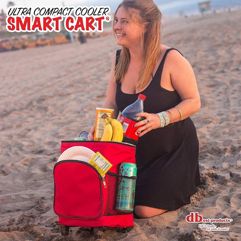 dbest products Ultra Compact Cooler Smart Cart, Insulated Collapsible Rolling Tailgate BBQ Beach Summer - Red