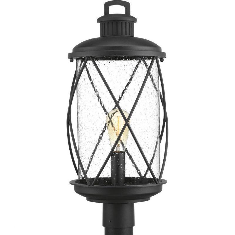 Hollingsworth Black Metal Outdoor Post Lantern with Clear Seeded Glass