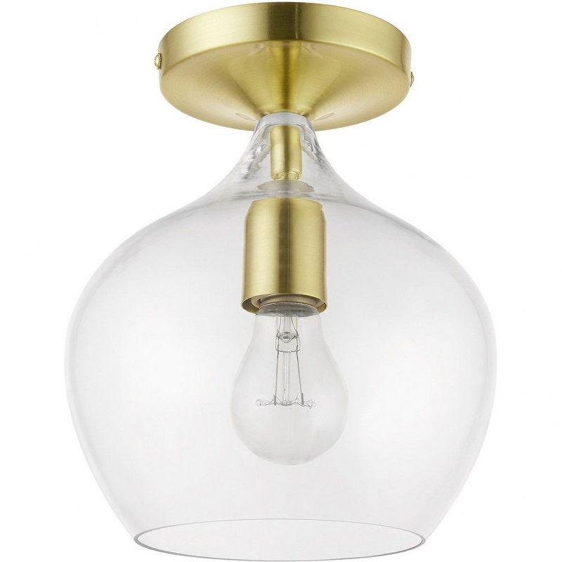 Livex Lighting Aldrich 1 - Light Semi-Flush Mount in  Satin Brass/Polished Brass