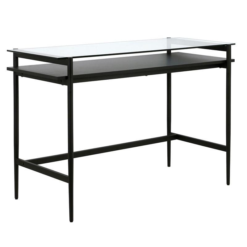 46" Black Bronze Desk with Black Woodgrain Shelf - Henn&Hart