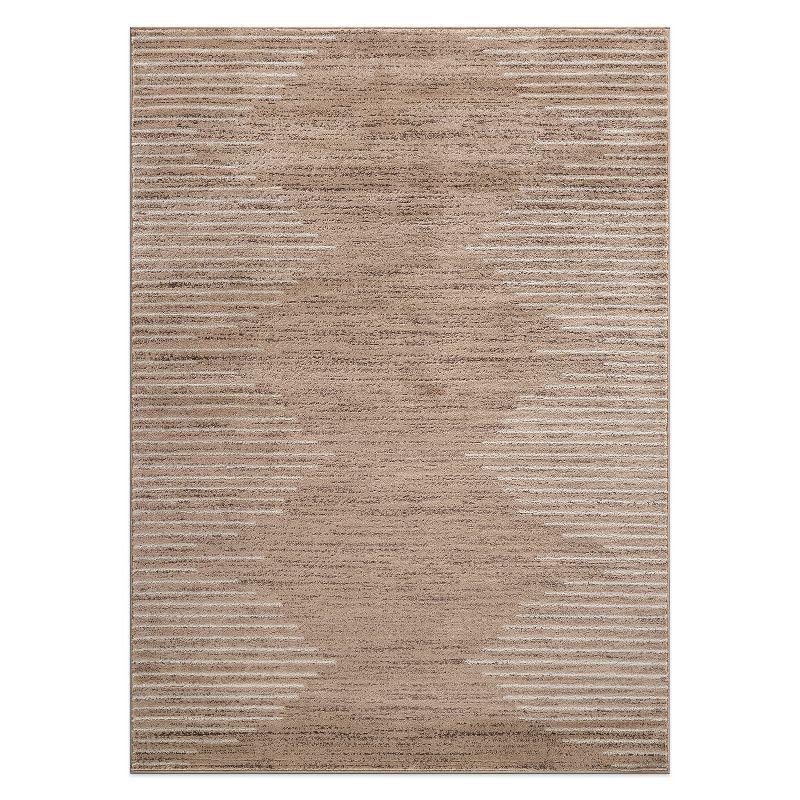 World Rug Gallery Bohemian Stripe Area Rug - BEIGE 5'x7'