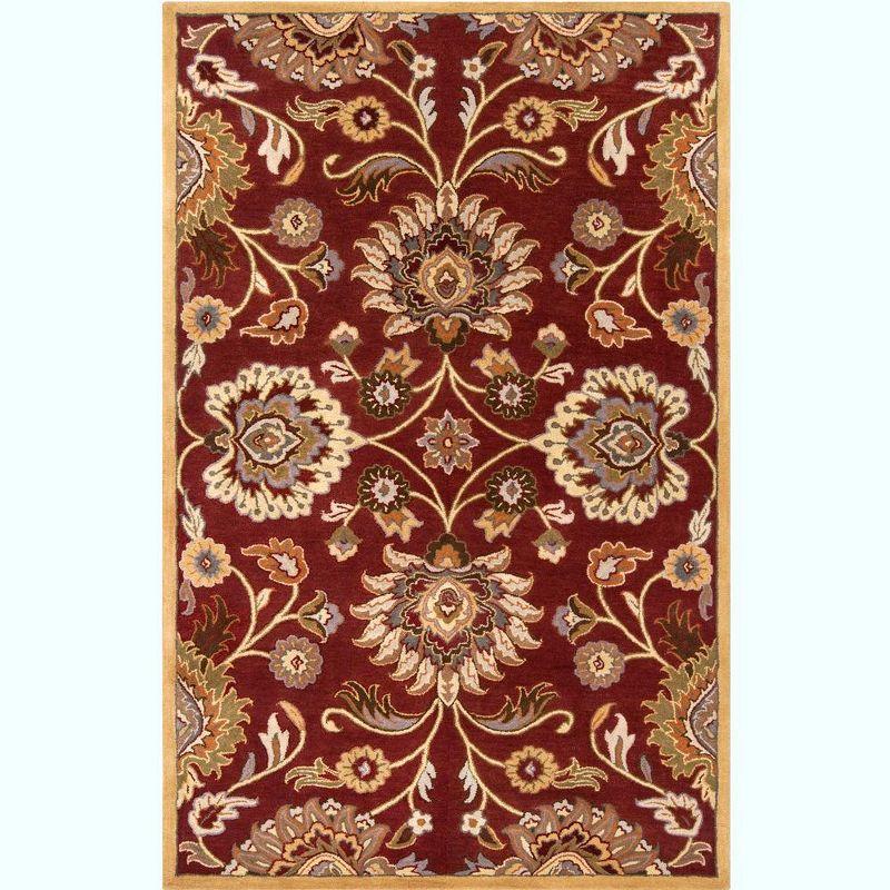 Eckville Burgundy Wool Tufted Rectangular 5' x 8' Area Rug