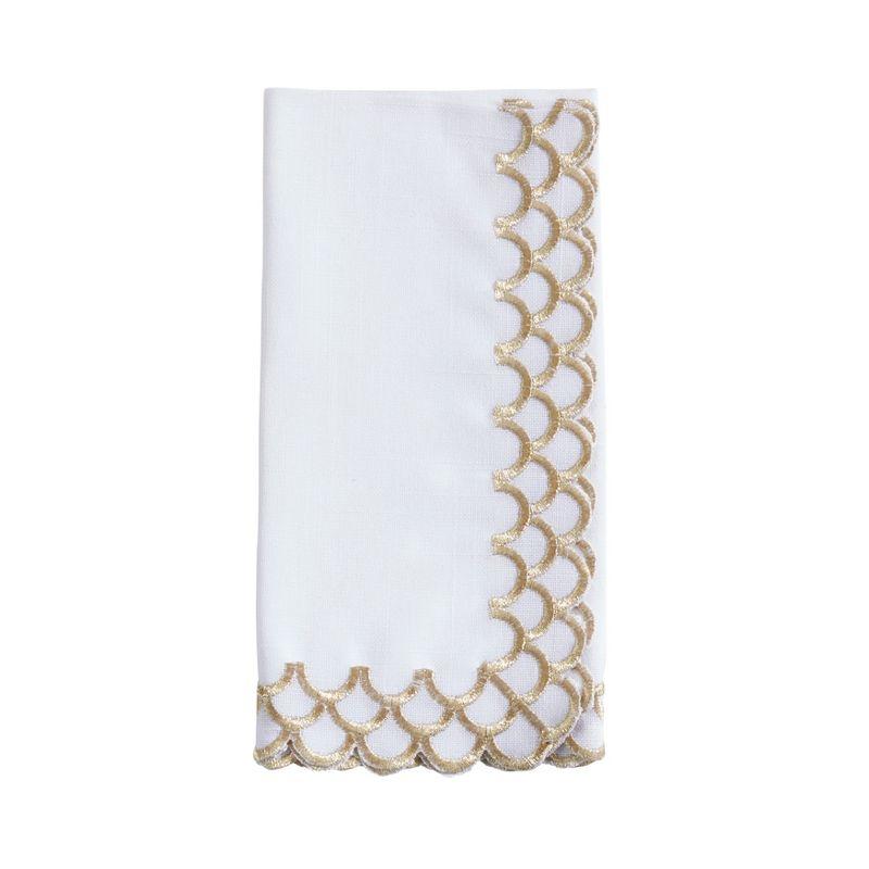 Gold Scalloped Edge 20" Cotton Napkins, Set of 4