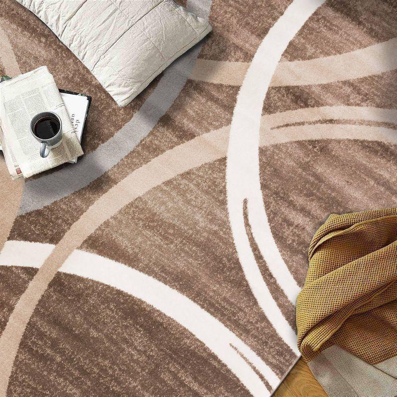 World Rug Gallery Contemporary Abstract Circles Design Blue 2' x 7' Indoor Runner Rug