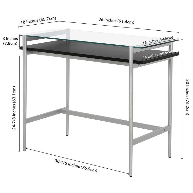 36" Silver Desk with Black Woodgrain Shelf - Henn&Hart