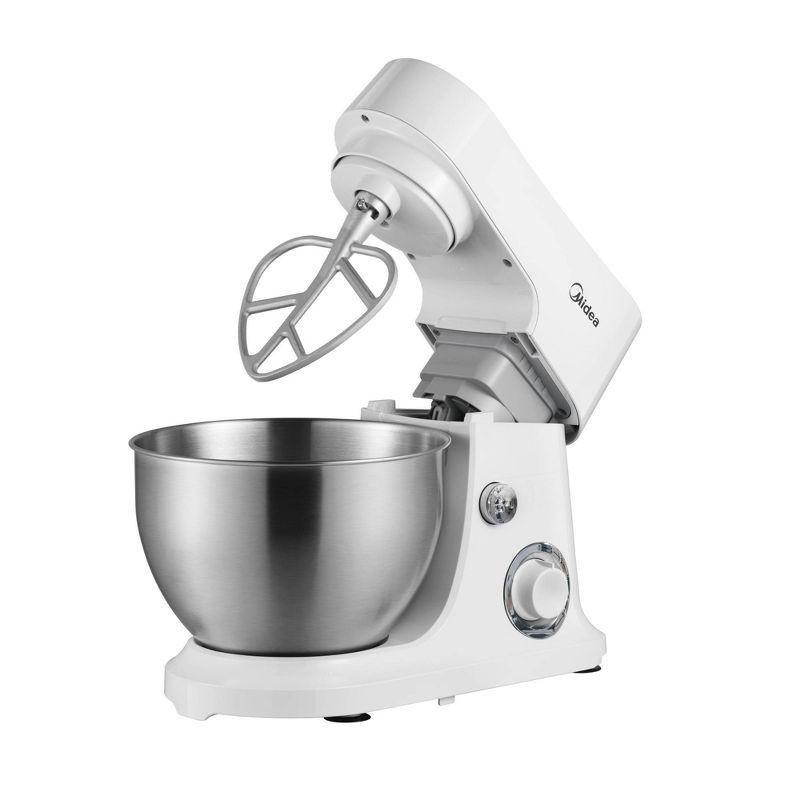 Midea 5qt 6-Speed Stand Mixer White: 300W, Tilt Back Head, 5 Quart Stainless Steel Bowl, Dishwasher-Safe Parts