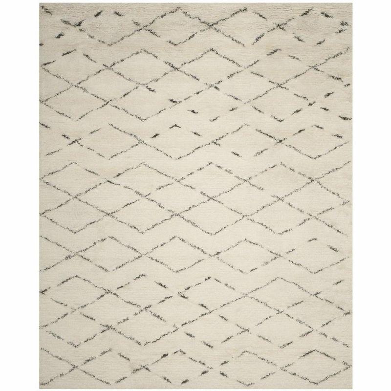 Ivory Elegance Hand-Tufted Wool Shag Rug, 9' x 12'