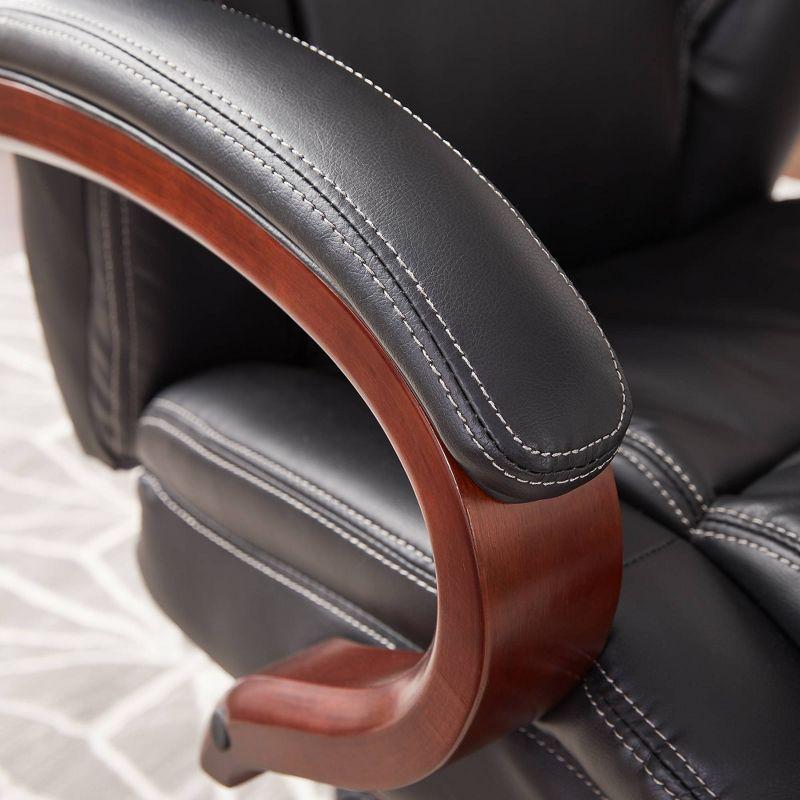 La-Z-Boy Bellamy Executive Office Chair Black: Ergonomic, Swivel, Adjustable Height, Wood Frame