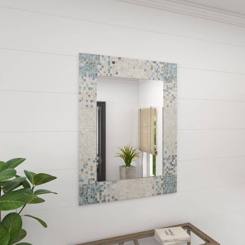 36" x 48" Mother of Pearl Handmade Mosaic Wall Mirror: Olivia & May, Coastal Style Decor