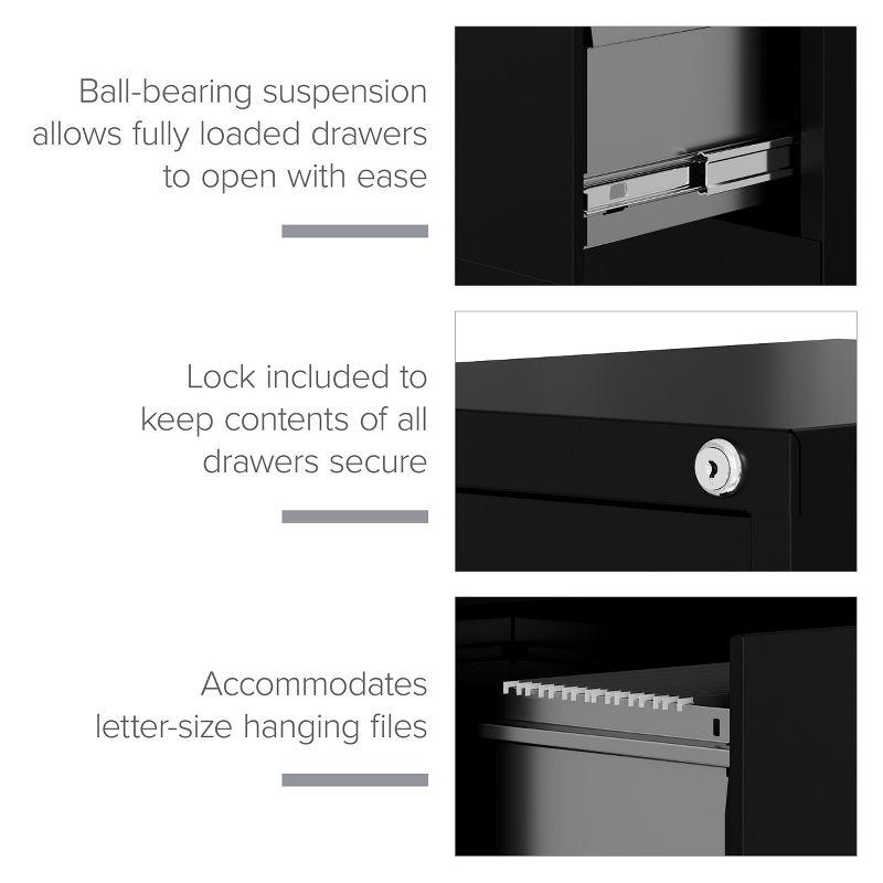 Hirsh Vertical File Cabinet 4 Drawer 22" - Black: Steel Office Filing, GreenGuard & ANSI/BIFMA Certified, No Assembly Required