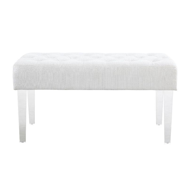 35" Ella Glam Tufted Linen Upholstered Acrylic Leg Bench - Linon