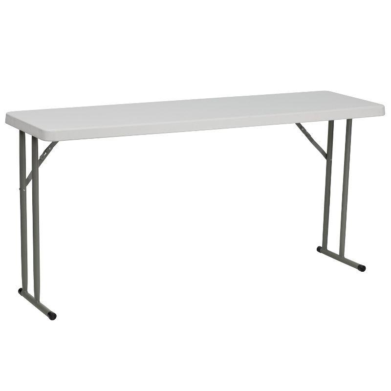 Durable 59.8" Powder-Coated Gray Metal Folding Training Table