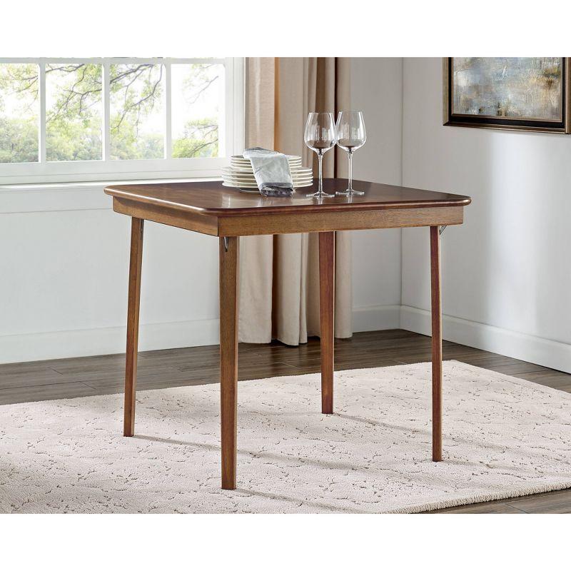 Fruitwood Solid Wood Folding Card Table with Straight Edge