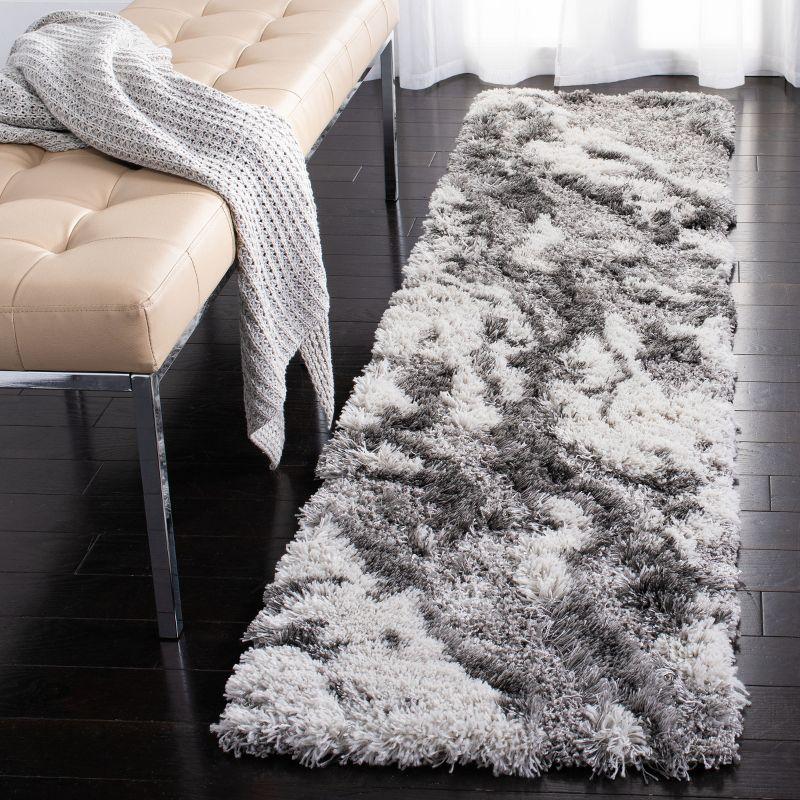 Horizon Shag 800 HZN890 Machine Made Runner Rug - 2'x11' - Grey/Ivory - Safavieh