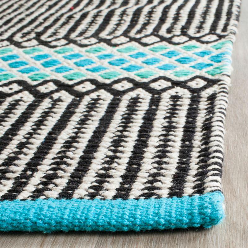 Coastal Breeze Blue Stripe Hand Woven Cotton Rug - 27x7