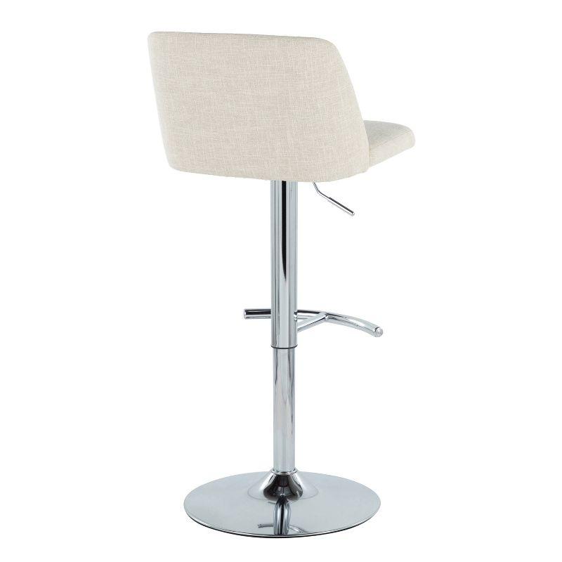 Cream Upholstered Adjustable Swivel Barstools with Chrome Base