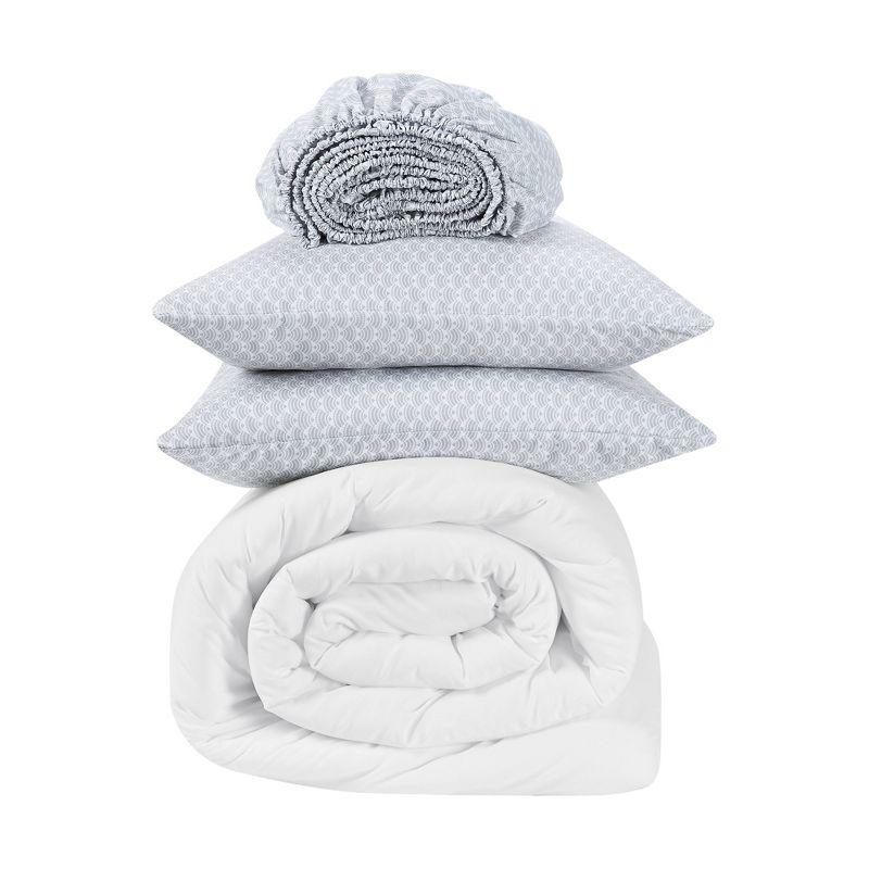 7pc Queen Simply Clean Pleated Bed in a Bag White - Serta: Polyester, Stain-Resistant, Machine Washable