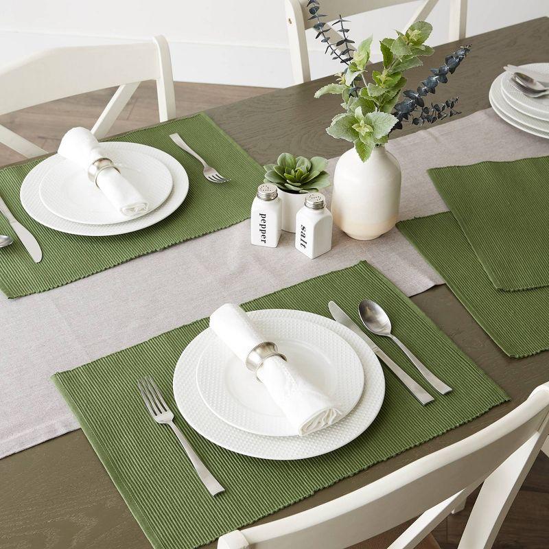 Green Sage Placemats (Set Of 6) - Design Imports: Cotton Rectangular Table Mats, Machine Washable