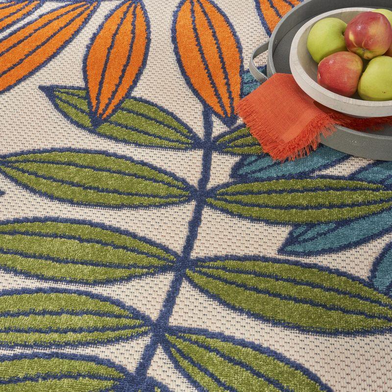 Nourison Aloha Floral Leaf Flatweave High-Low Indoor Outdoor Area Rug Multicolor 6' x 9'