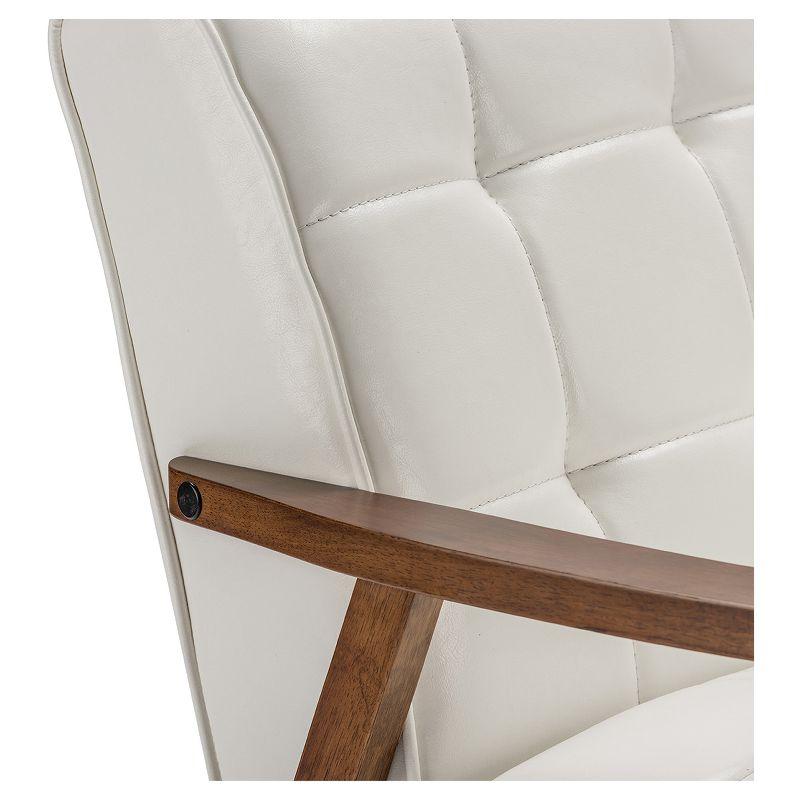 Mid-Century Flared Arm White Faux Leather Loveseat