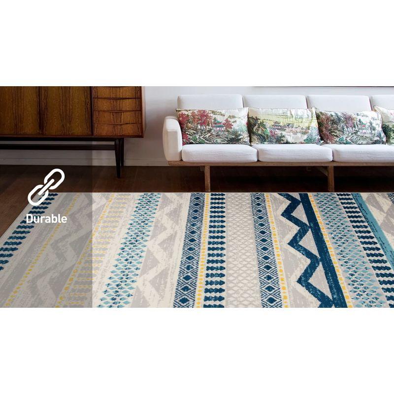 World Rug Gallery Boho Geometric Area Rug - Blue 5' x 7'