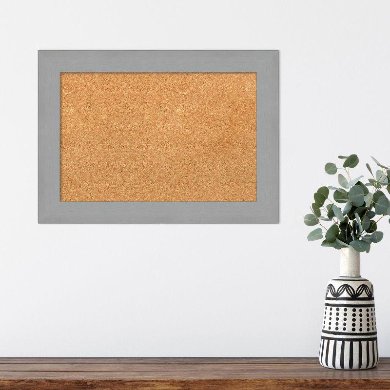 Amanti Art Brushed Framed Corkboard, Natural Cork