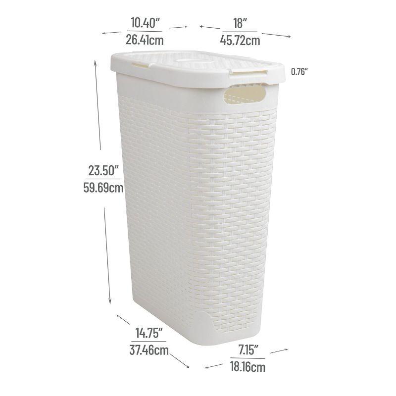 Mind Reader Mind Reader 40L Slim Laundry Hamper, Clothes Basket, Lid, Wicker Design, Plastic