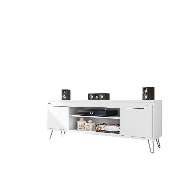 Baxter TV Stand for TVs up to 60" White - Manhattan Comfort: Mid-Century Modern Media Console with Cable Management