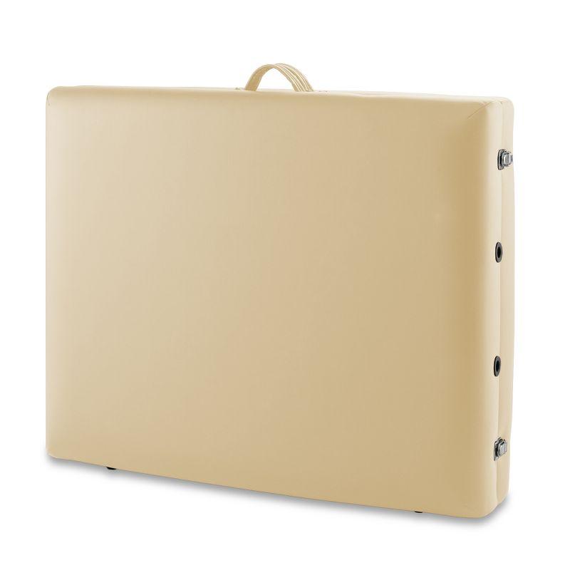Saloniture Professional Portable Lightweight Bi-Fold Massage Table with Reiki Panels - Cream