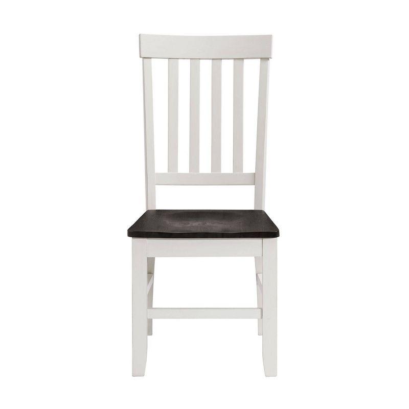 Gray and White Wooden Slat Back Side Chair