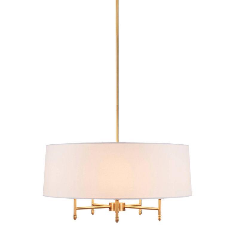 Presidio 5-Light Dimmable Chandelier with Drum-shaped Fabric Shade & Adjustable Height