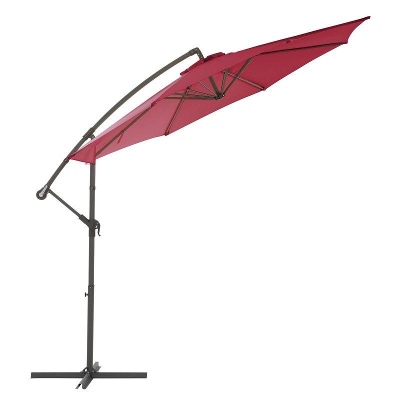 9.5' x 9.5' UV Resistant Offset Tilting Cantilever Patio Umbrella Wine Red - CorLiving