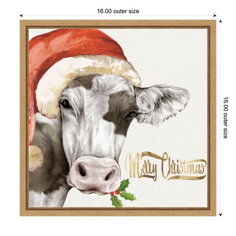 Amanti Art Christmas Cow by PI Studio Canvas Wall Art Print Framed 16 x 16-in.