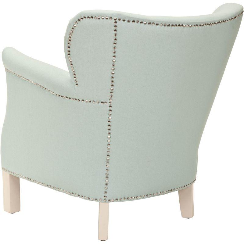 Robins Egg Blue Transitional Arm Chair with Silver Nail Heads