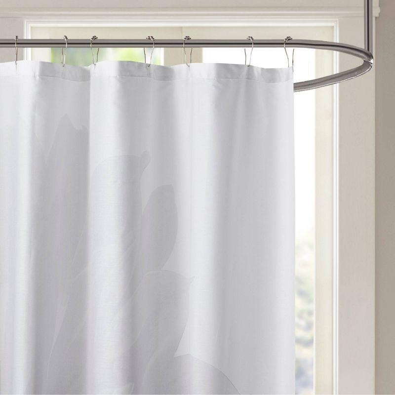 Grey Floral Cotton Shower Curtain, 72x72 Inches