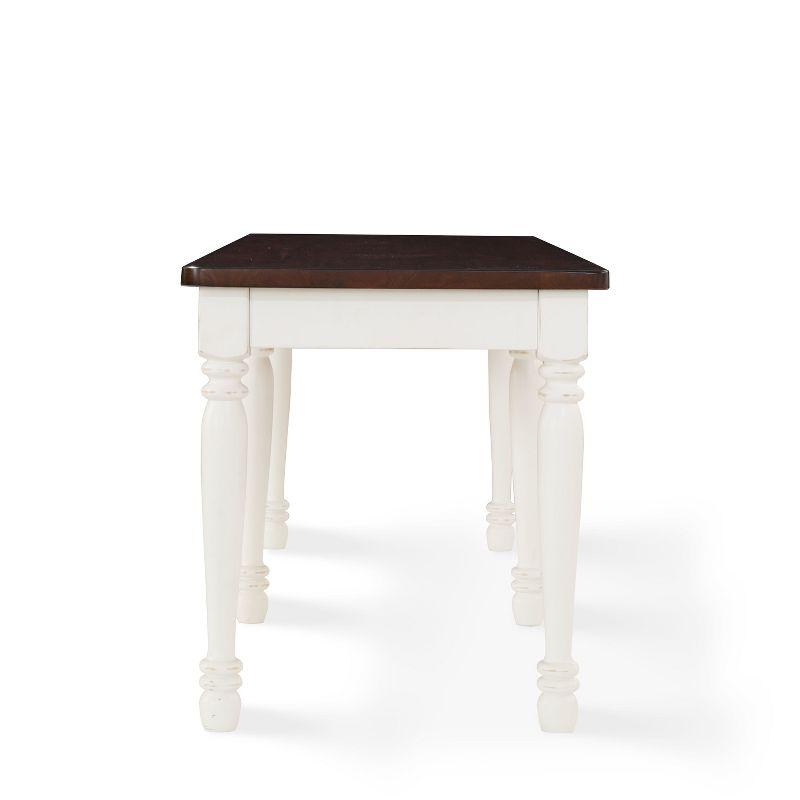 Shelby Dining Bench White - Crosley: Solid Hardwood, Turned Legs, Antique Finish, Seats 2