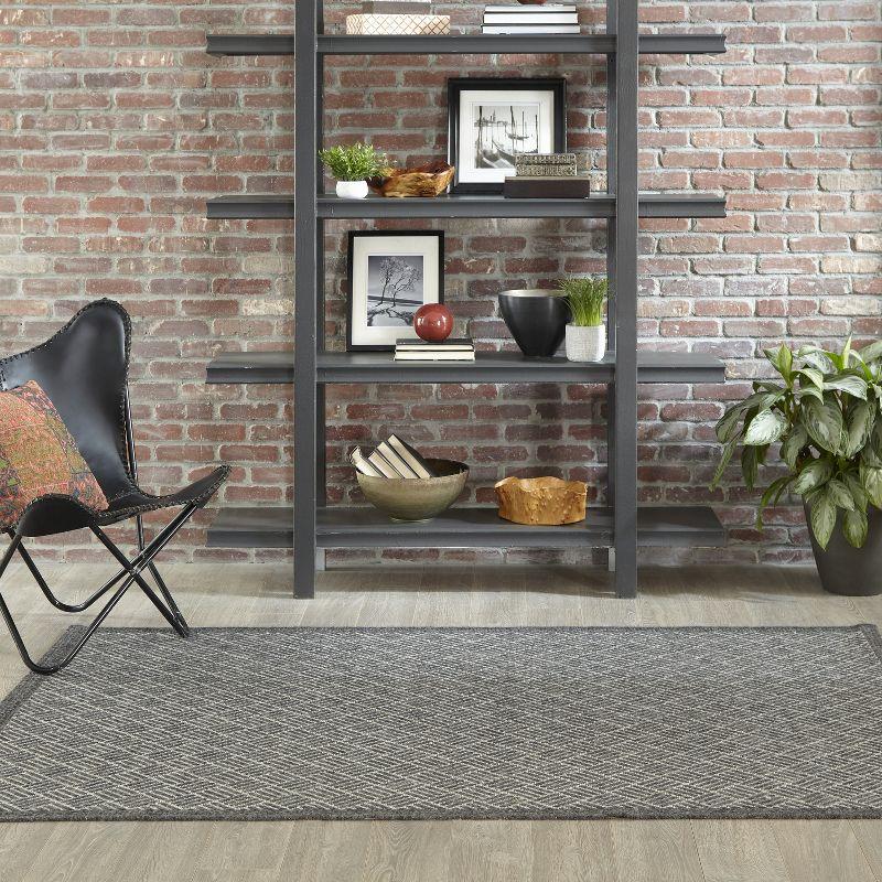 3'11"x5'7" Geometric Loomed Accent Rug Charcoal - Momeni: Contemporary Indoor/Outdoor Low Pile Area Rug
