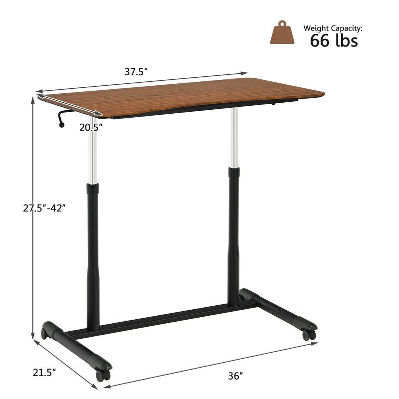 Costway Height Adjustable Computer Desk Sit Stand Rolling Notebook Table Brown